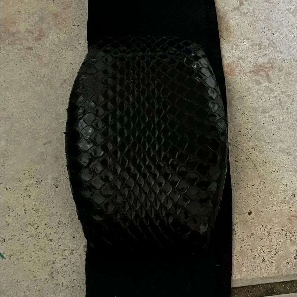Vintage Snakeskin buckle belt Wide stretch belt adjustable Dress accessory rare